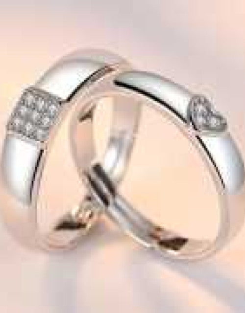 Silver Heart Rings for Couples