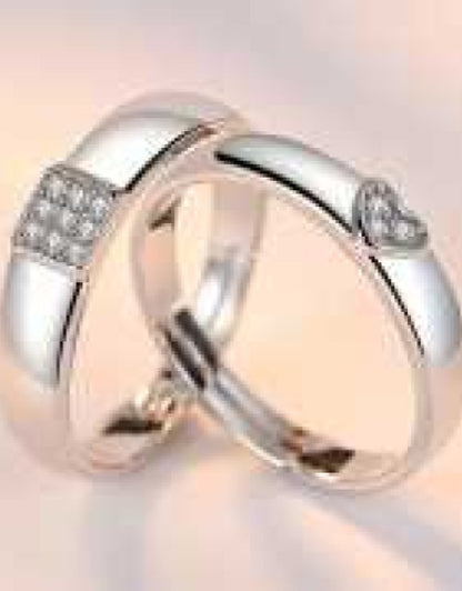 Silver Heart Rings for Couples