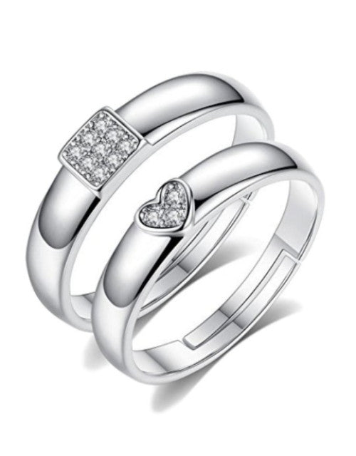 Silver Heart Rings for Couples