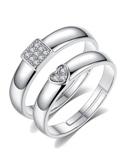 Silver Heart Rings for Couples