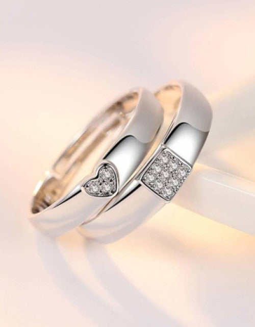 Silver Heart Rings for Couples