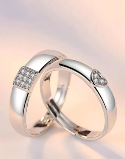Silver Heart Rings for Couples